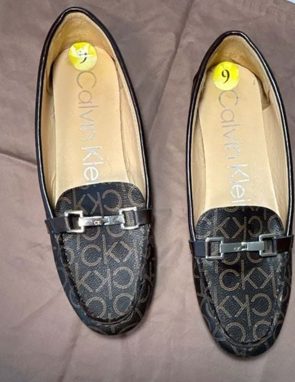 Calvin Klein Loafers Size 9 Brown Monogram Bit Slip On Shoes
